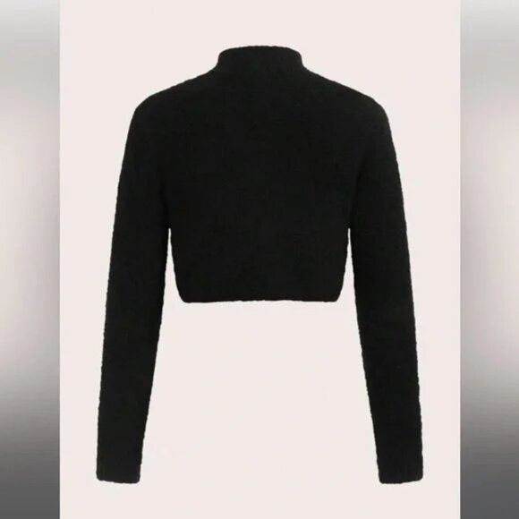 NWT Fuzzy Halloween Pumpkin Mock Neck Crop Sweater Size Large - Picture 3 of 5